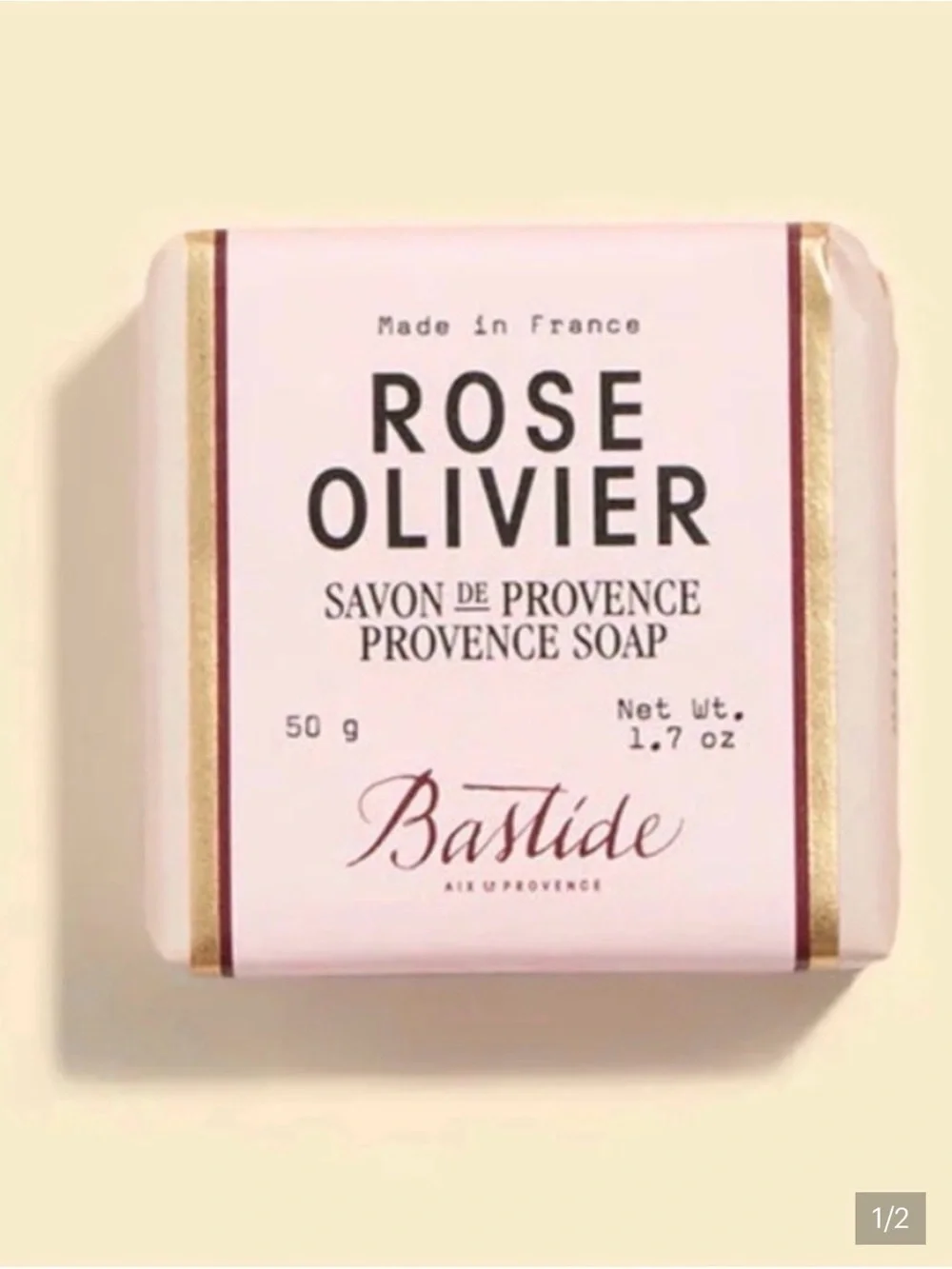 Bastide Savon de Provence Rose Provence Soap Bar, Dermatologist Tested, 1.7 oz